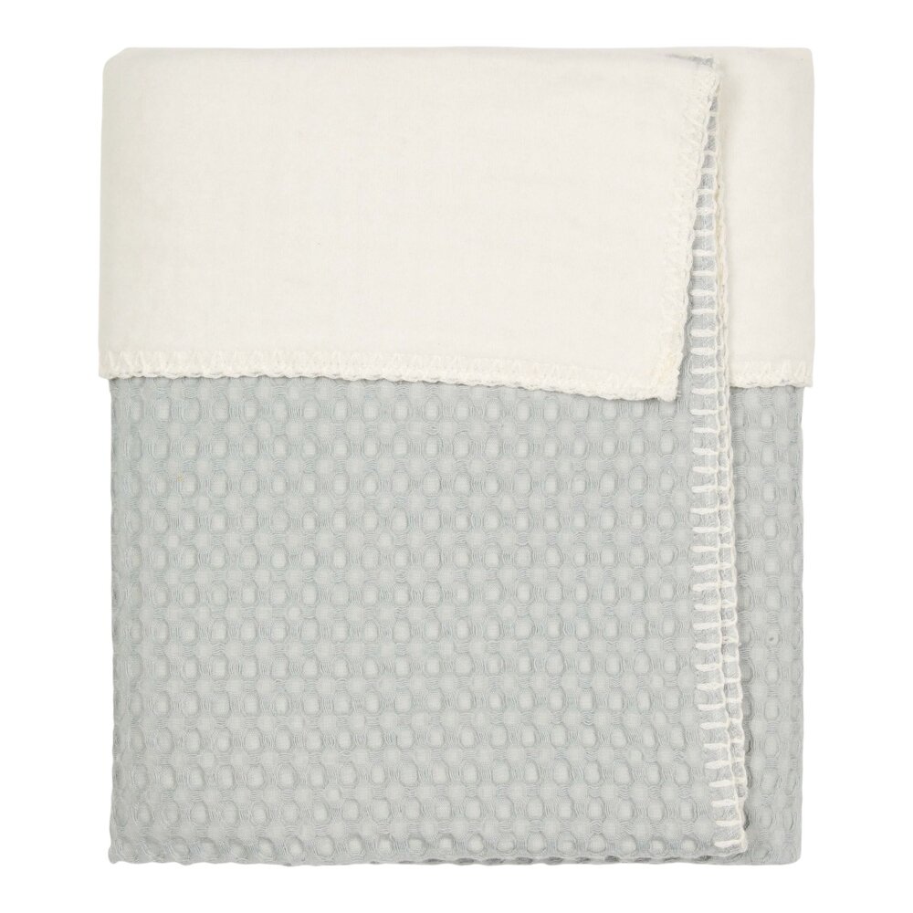 Ledikantdeken cotton fleece wafel Amsterdam 100x150 cm ocean air