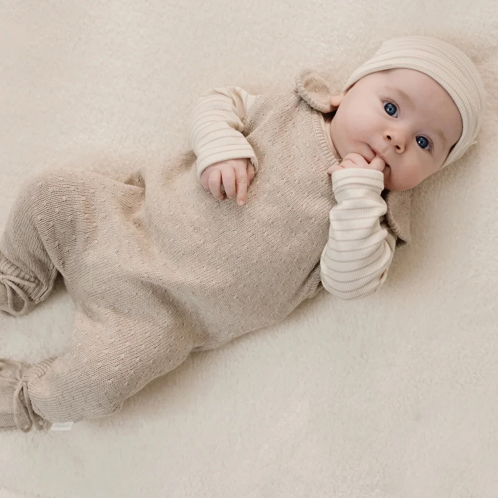 T-shirt lange mouw Soft Beige Stripe Little Goose