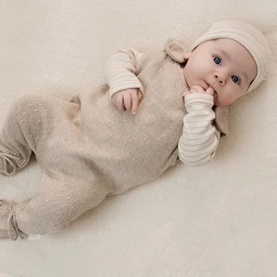 T-shirt lange mouw Soft Beige Stripe Little Goose