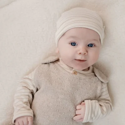T-shirt lange mouw Soft Beige Stripe Little Goose