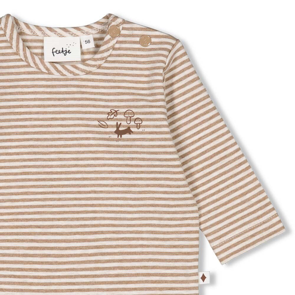 T-shirt little forest friends gestreept Taupe melange
