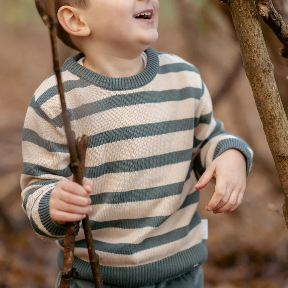 Gebreide trui Balsam Green Stripe forest friends Gebreide trui Balsam Green Stripe forest friends