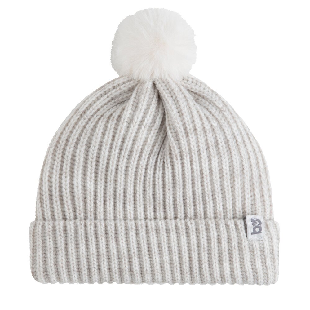 Mutsje met pompon Cool Ecru
