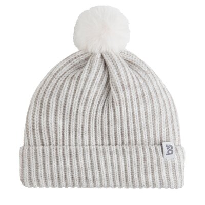 Mutsje met pompon Cool Ecru