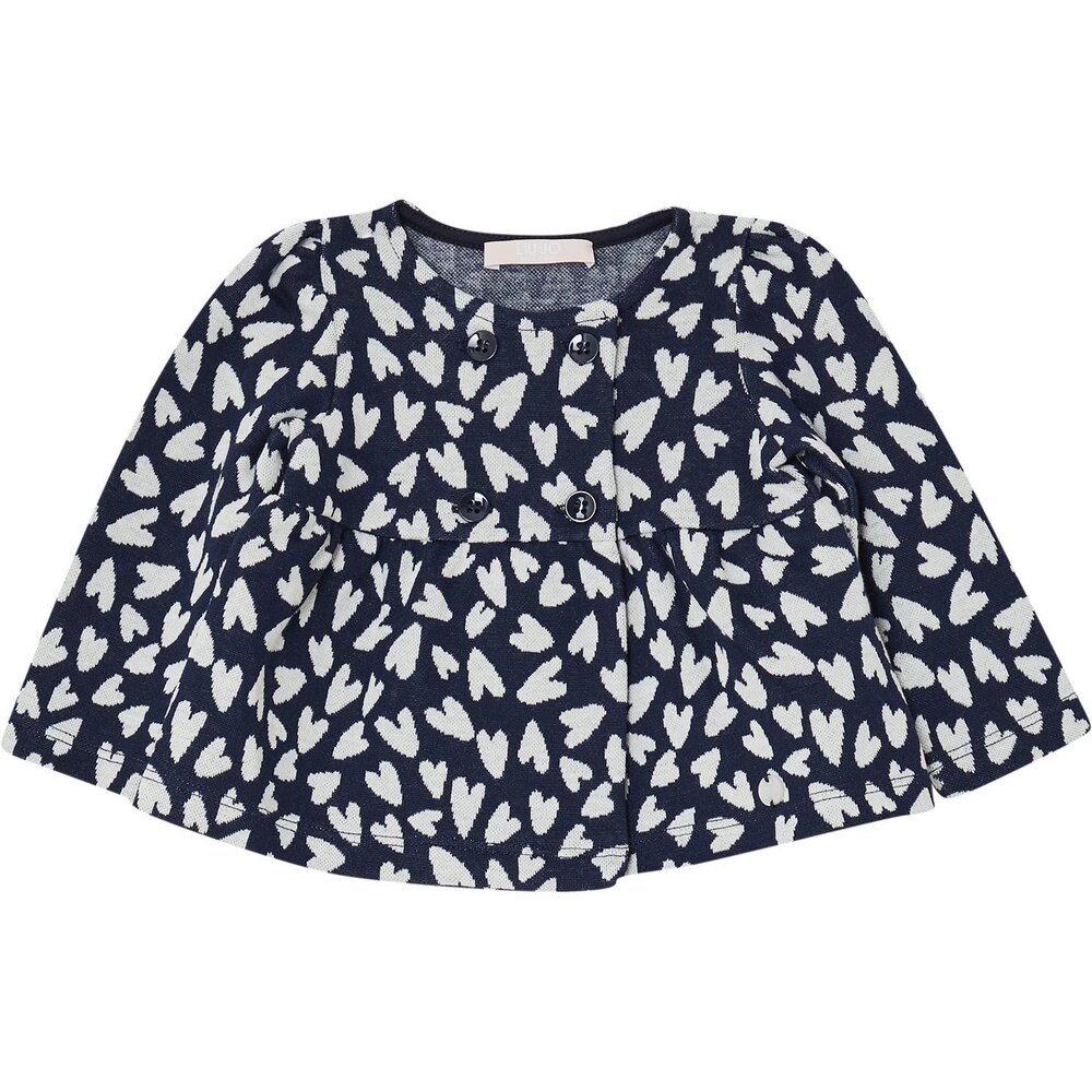Vestje met hartjes en dubbele rij knoopjes Night Blue