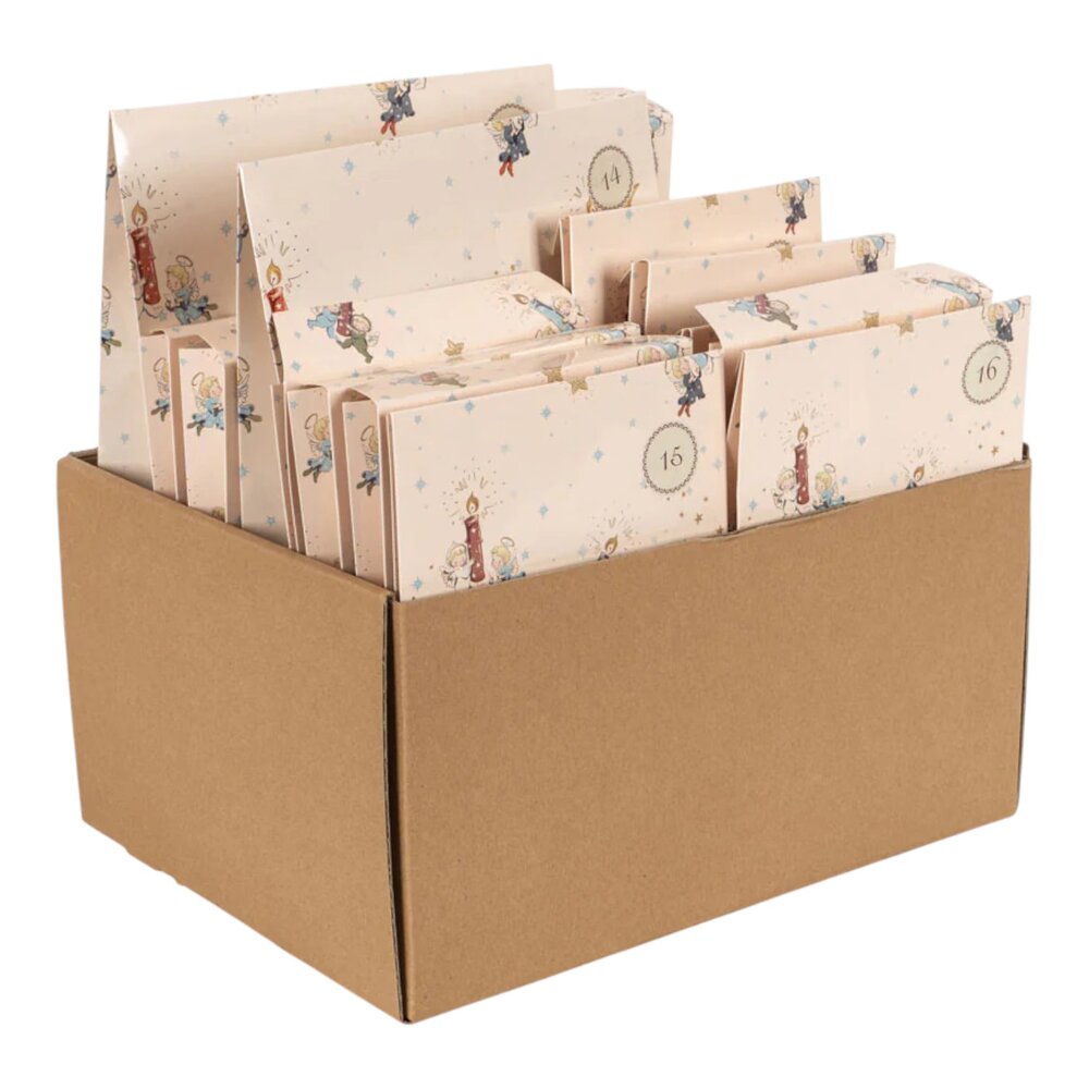 Kerstkalender met 24 geschenkjes beige