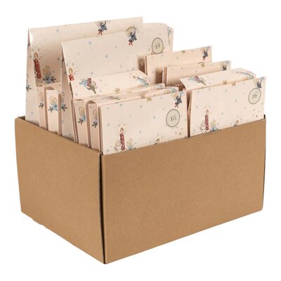 Kerstkalender met 24 geschenkjes beige