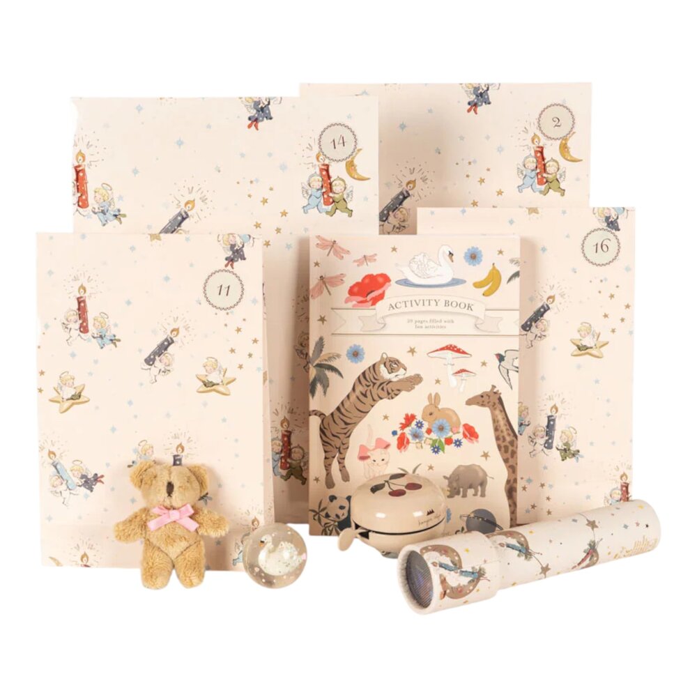 Kerstkalender met 24 geschenkjes beige
