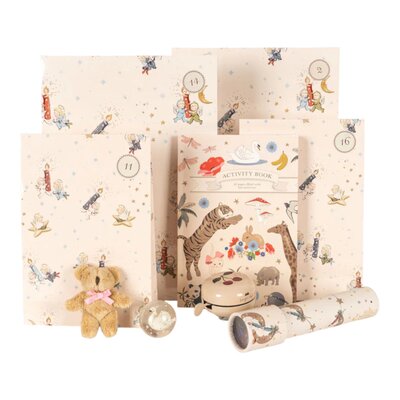 Kerstkalender met 24 geschenkjes beige
