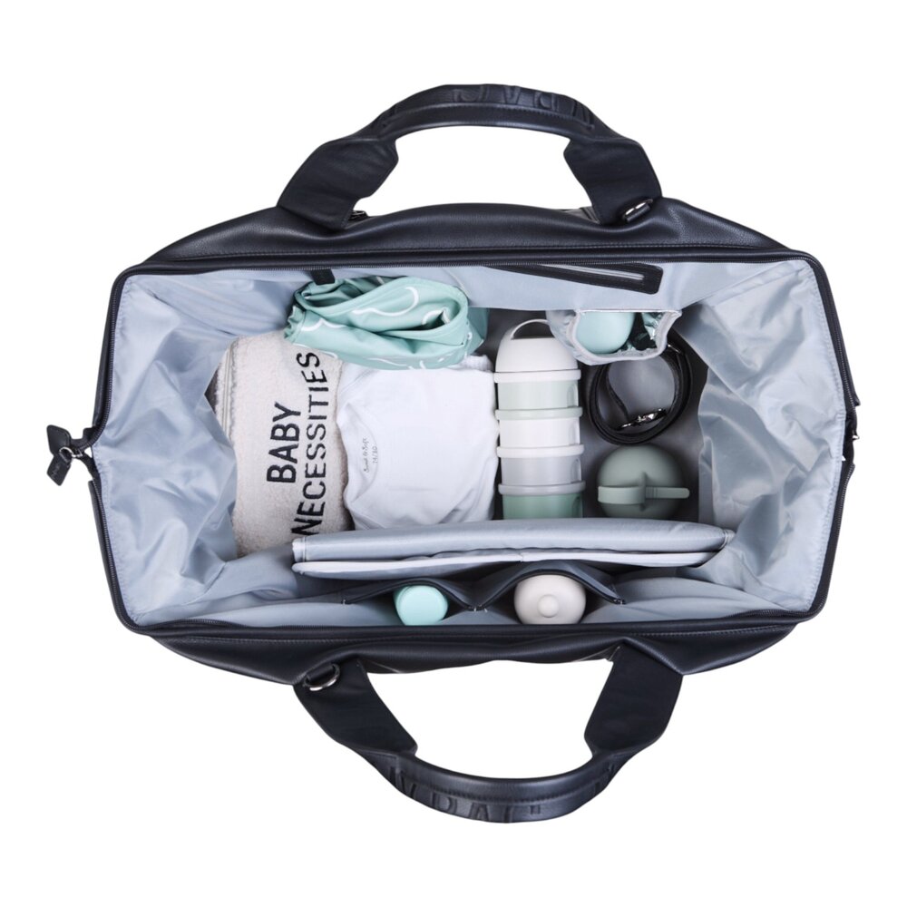 Mommy bag signature simili leder Zwart