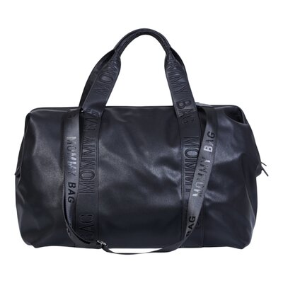 Mommy bag signature simili leder Zwart
