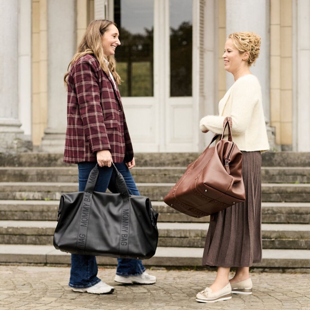 Mommy bag signature simili leder Zwart