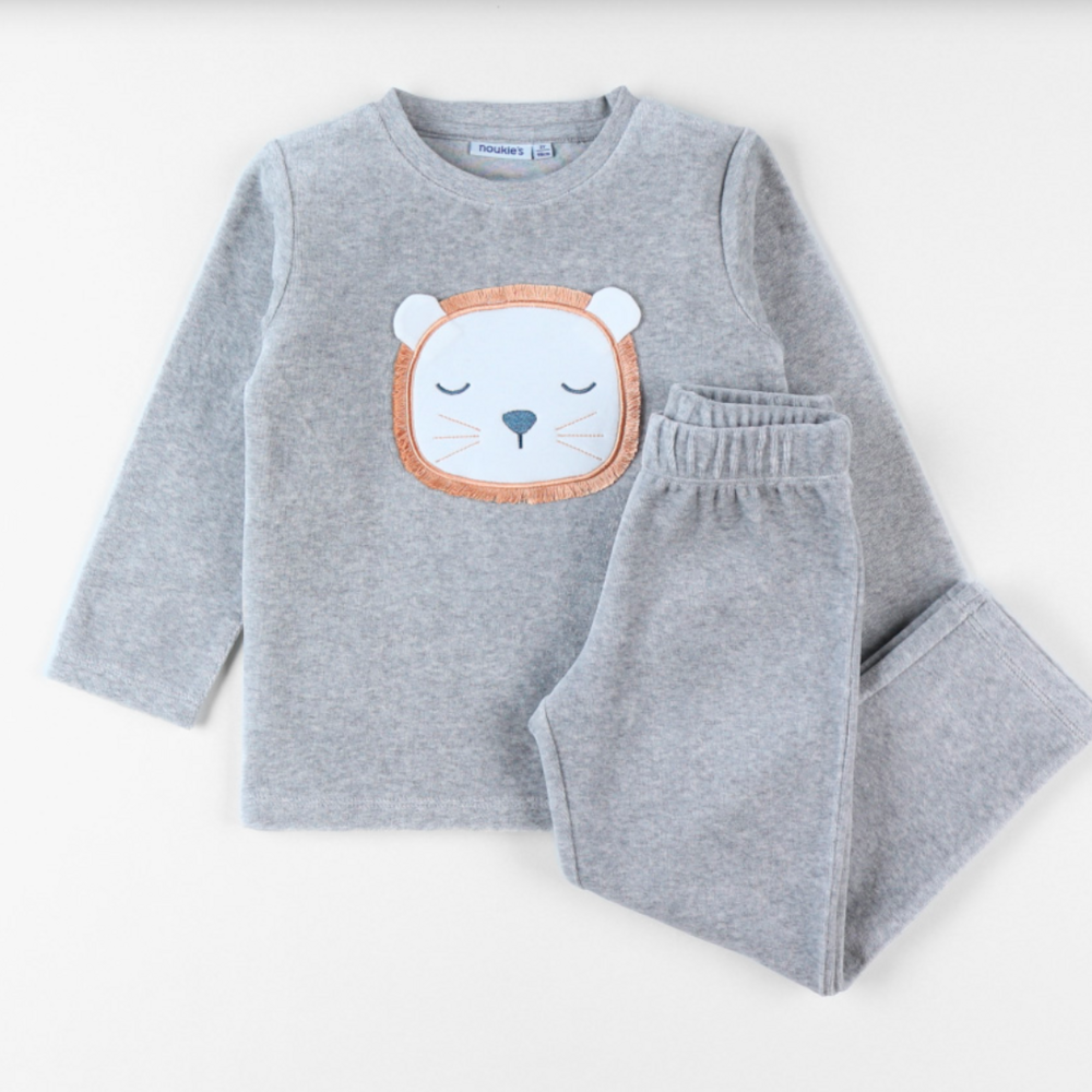 Pyjama 2-delig grijs met leeuw Grijs