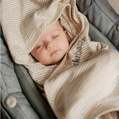 Wikkeldeken The Gogo Newborn - 0/7 M - Cotton Green Stripes