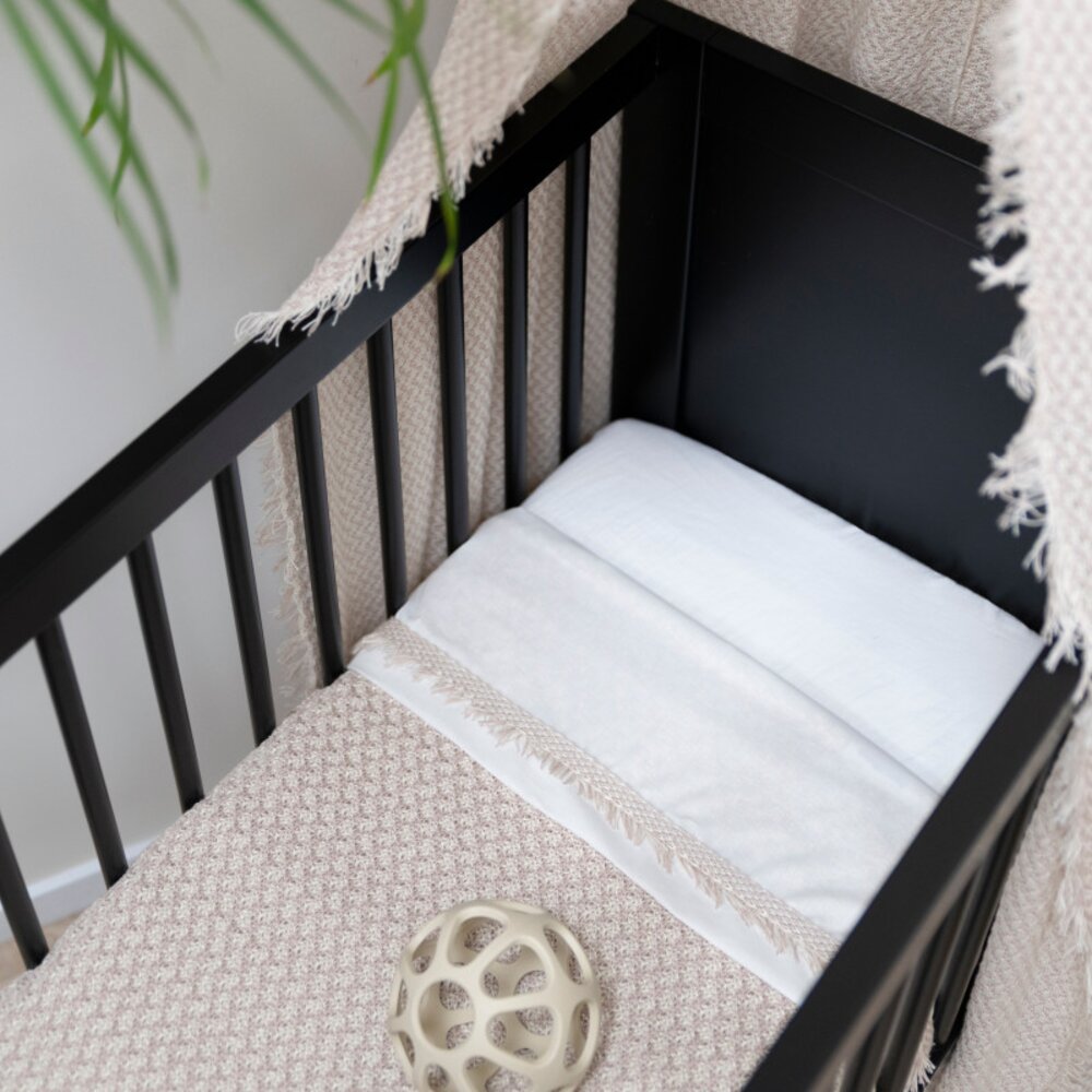 Ledikantlaken gebreide bies Happiness oud roze/ecru Ledikantlaken gebreide bies Happiness oud roze/ecru