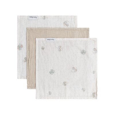 Monddoekje Tender 30x30 - 3-pack beige/clover gr