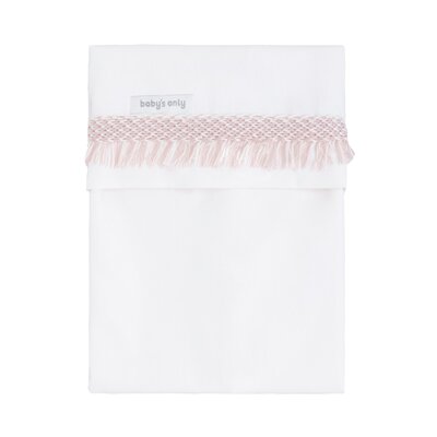 Wieglaken gebreide bies Happiness oud roze/ecru Wieglaken gebreide bies Happiness oud roze/ecru