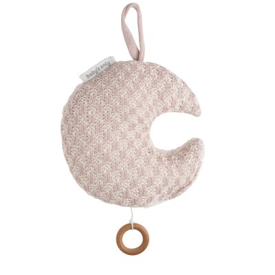 Muziekdoosje maan Happiness oud roze/ecru