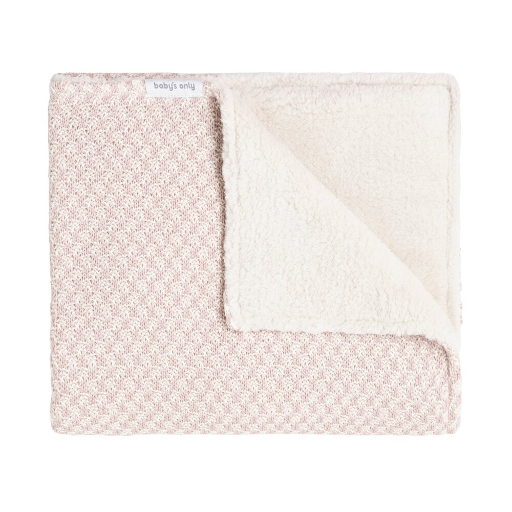 Wiegdeken teddy Happiness oud roze/ecru