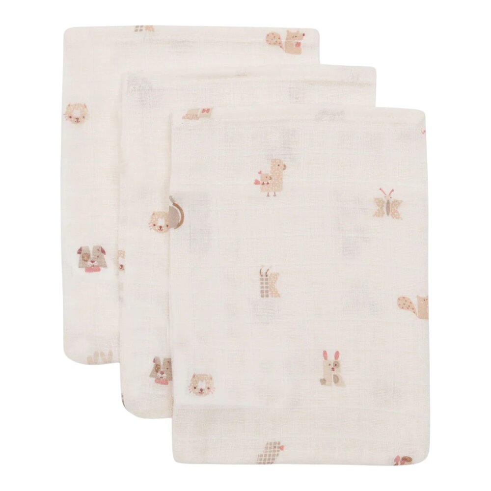 Hydrofiel Washandje 15x20cm (3pack) Animal friends