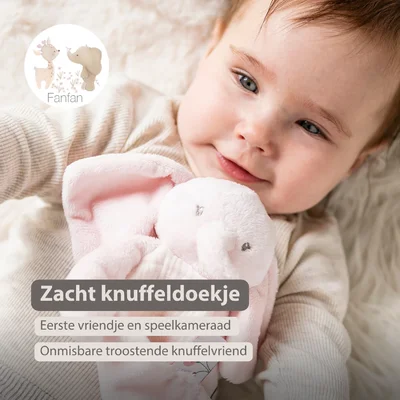 Mini doudou olifant roze Fanfan