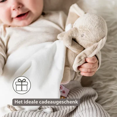 Doudou knuffel olifant 27x27 cm gebroken wit Fanfan
