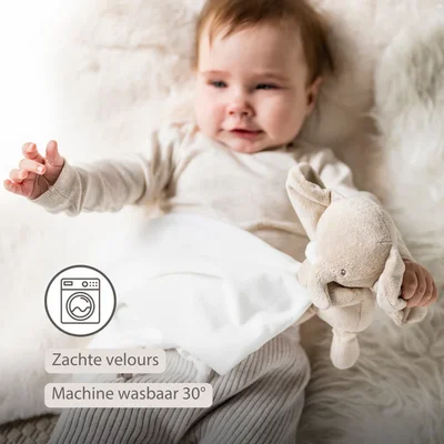 Doudou knuffel olifant 27x27 cm gebroken wit Fanfan
