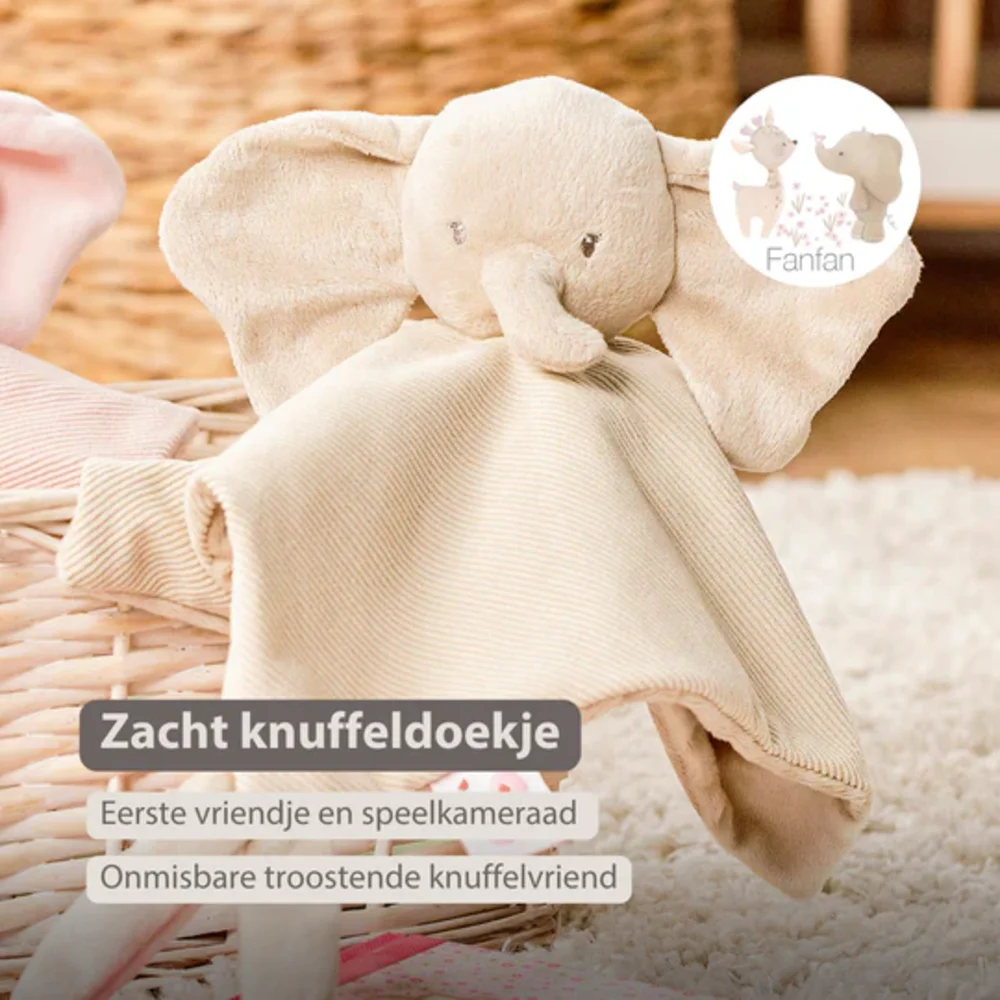 Doudou olifant corduroy zand Fanfan