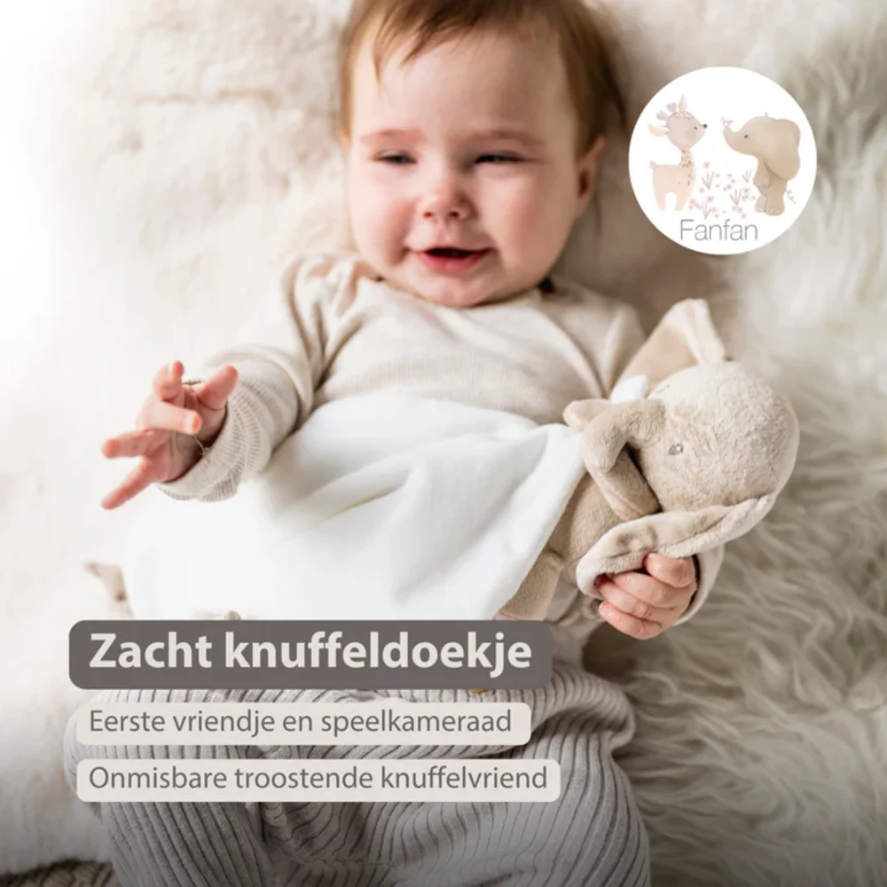 Doudou knuffel olifant 27x27 cm gebroken wit Fanfan