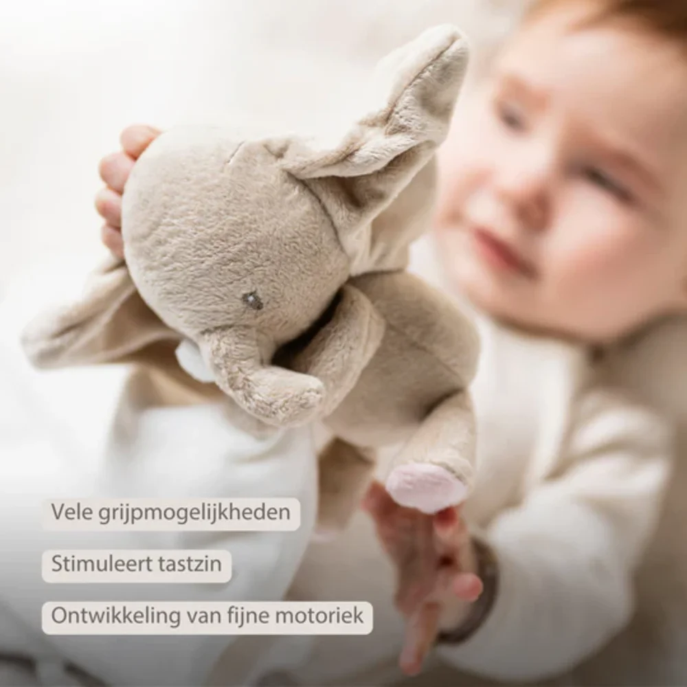 Doudou knuffel olifant 27x27 cm gebroken wit Fanfan