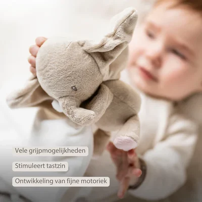 Doudou knuffel olifant 27x27 cm gebroken wit Fanfan