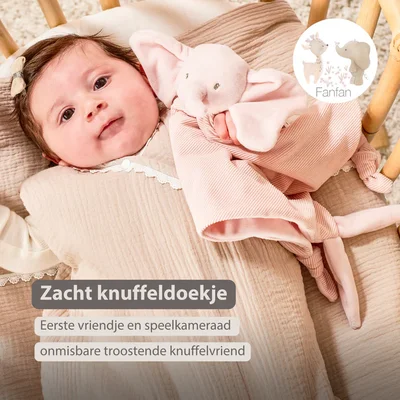 Maxi-doudou olifant corduroy roze Fanfan