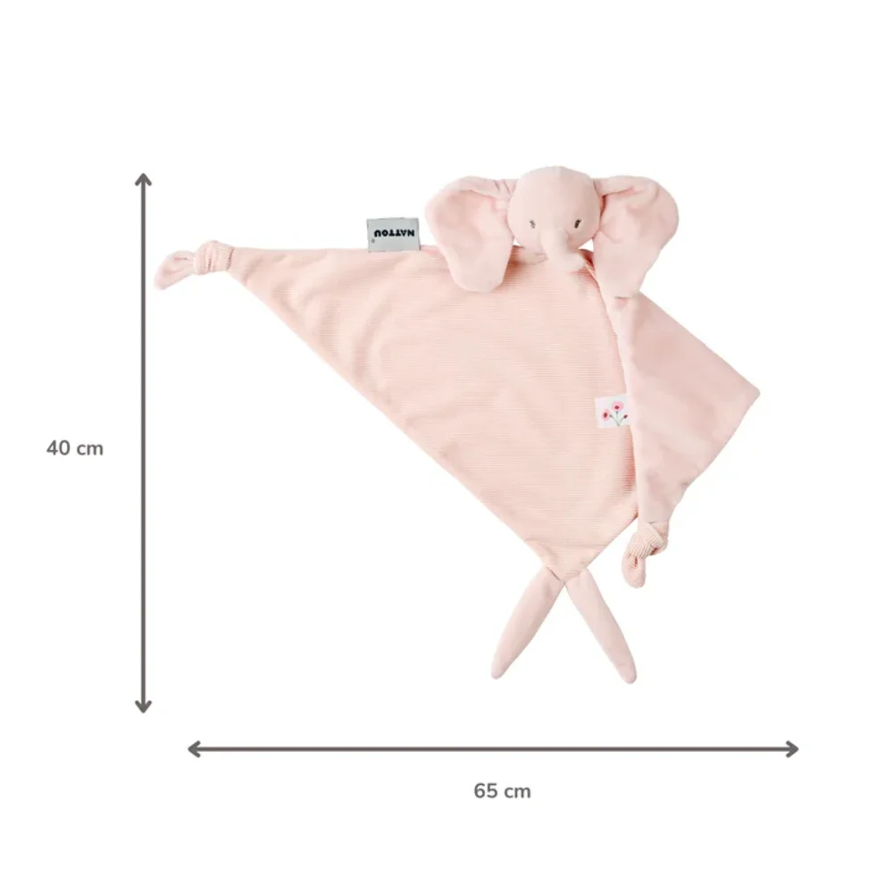 Maxi-doudou olifant corduroy roze Fanfan