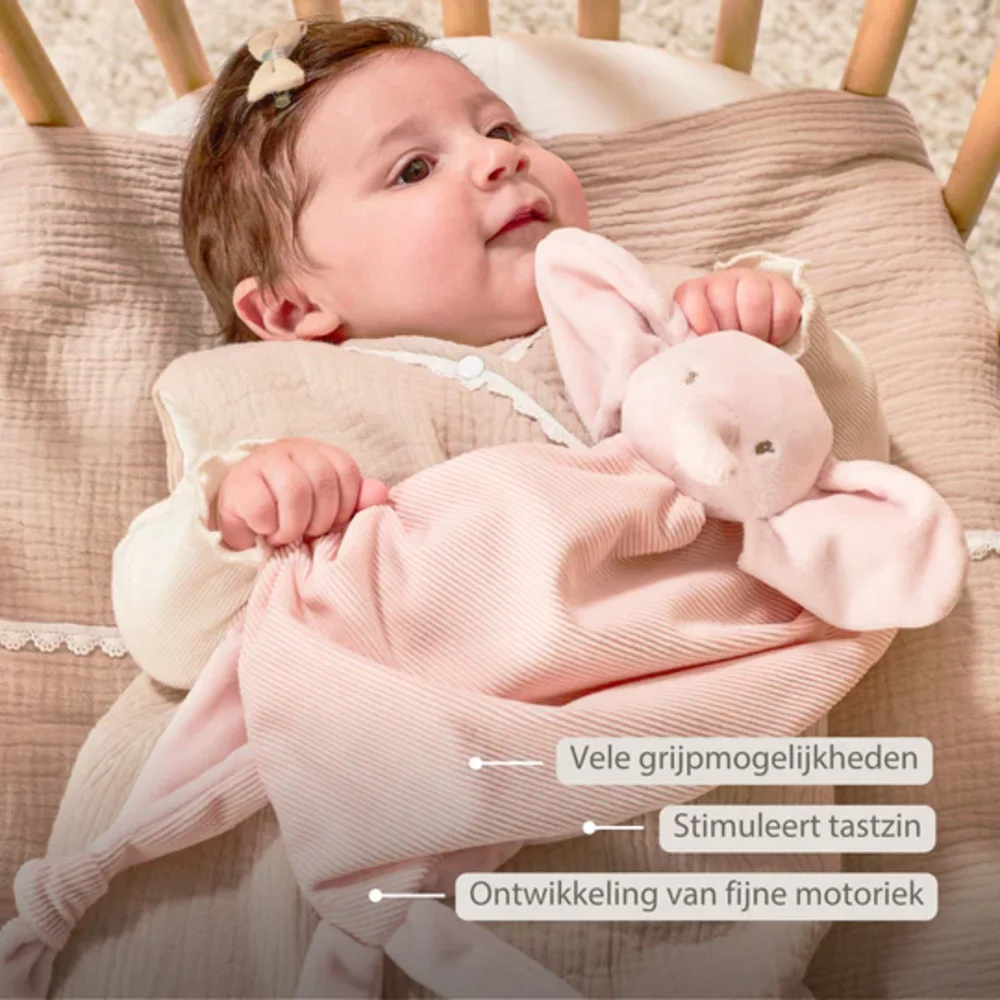 Maxi-doudou olifant corduroy roze Fanfan