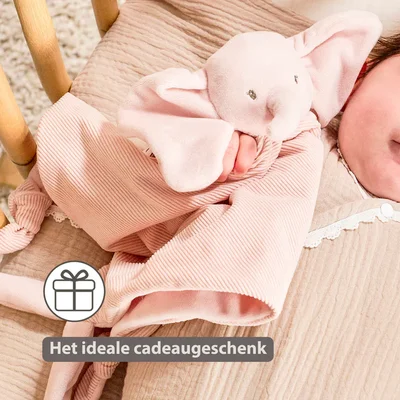 Maxi-doudou olifant corduroy roze Fanfan