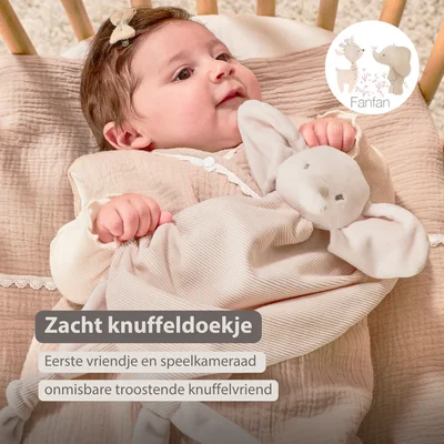 Maxi-doudou olifant corduroy zand Fanfan