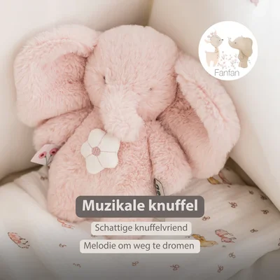Mini-muziektrekker olifant roze Fanfan Mini-muziektrekker olifant roze Fanfan