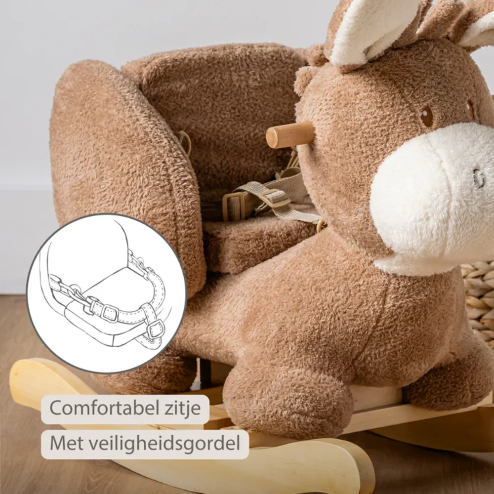Teddy schommelpaard ezel Taupe Teddy schommelpaard ezel Taupe