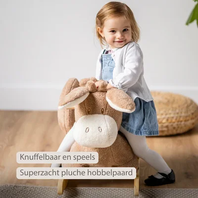 Teddy schommelpaard ezel Taupe Teddy schommelpaard ezel Taupe