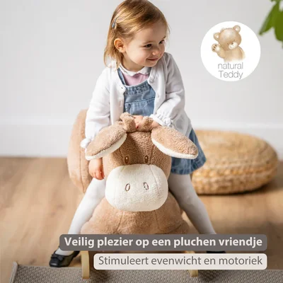 Teddy schommelpaard ezel Taupe Teddy schommelpaard ezel Taupe