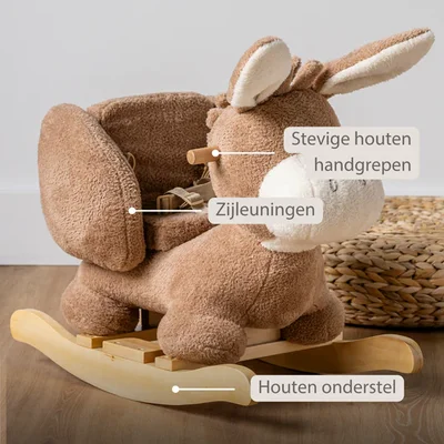 Teddy schommelpaard ezel Taupe Teddy schommelpaard ezel Taupe