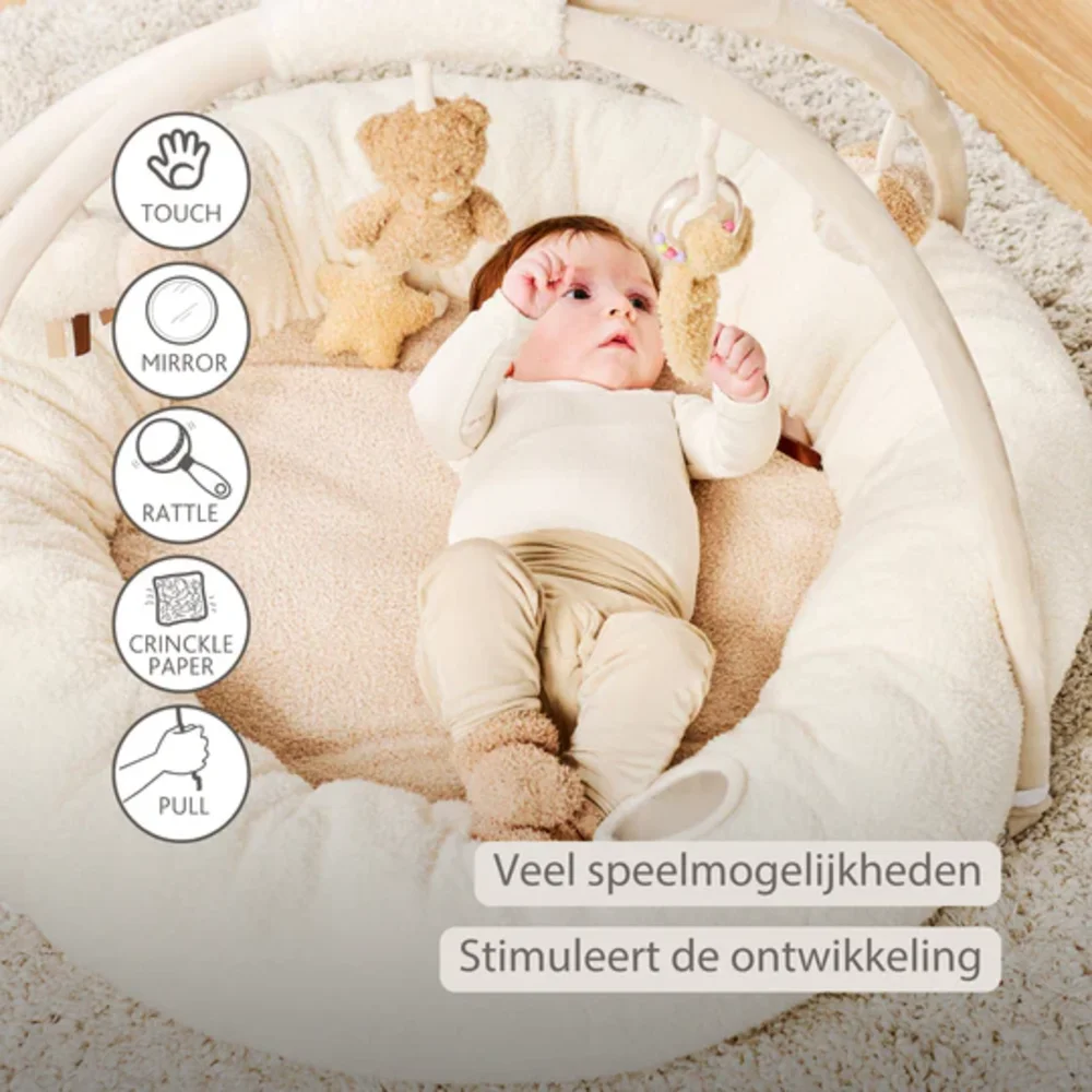 Poef ecru met bogen Teddy