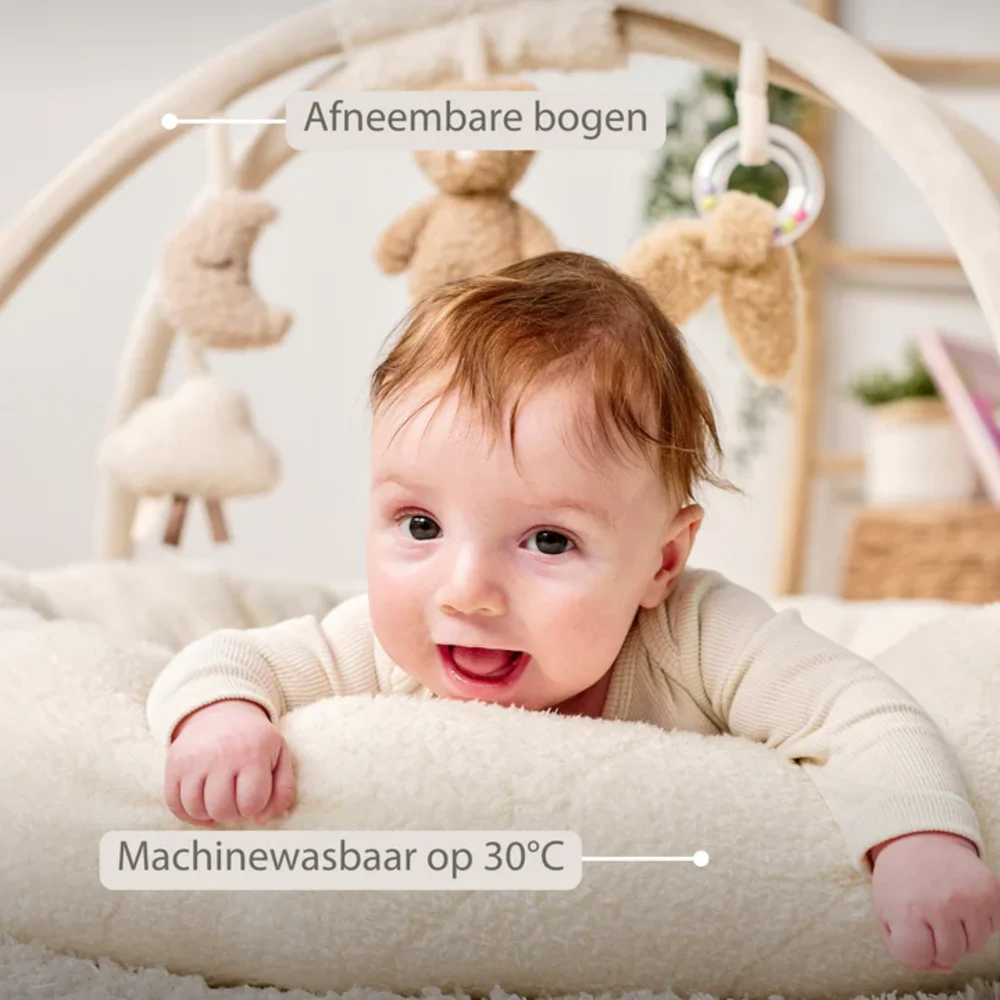 Poef ecru met bogen Teddy