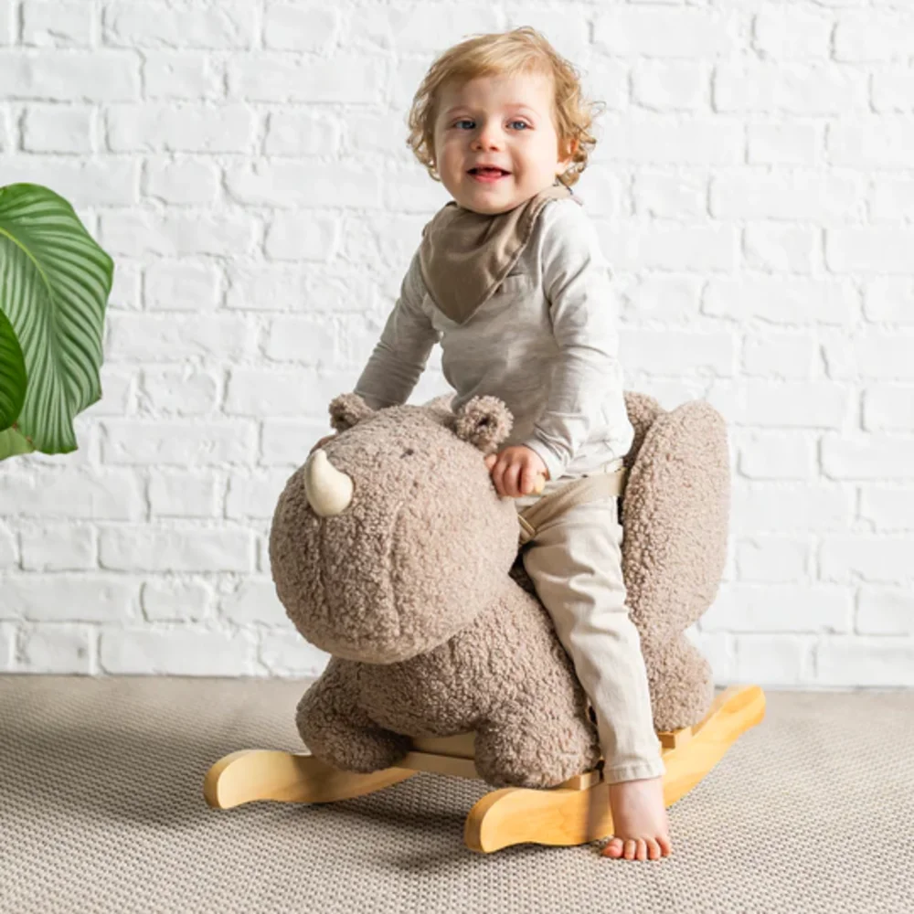 Schommelpaard Teddy neushoorn Taupe Schommelpaard Teddy neushoorn Taupe