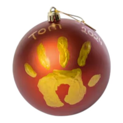 Christmas Ball (rode kerstbal om handafdruk en naam van baby op te zetten)