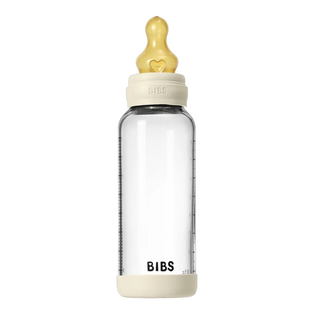 Bibs Zuigfles Glas 240ml Complete Set Ivory