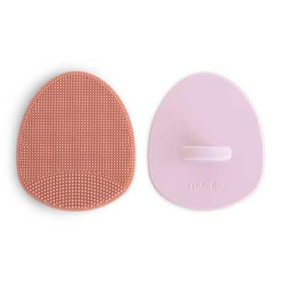 Silicone badborstel 2-pack Rose/Soft Lilac