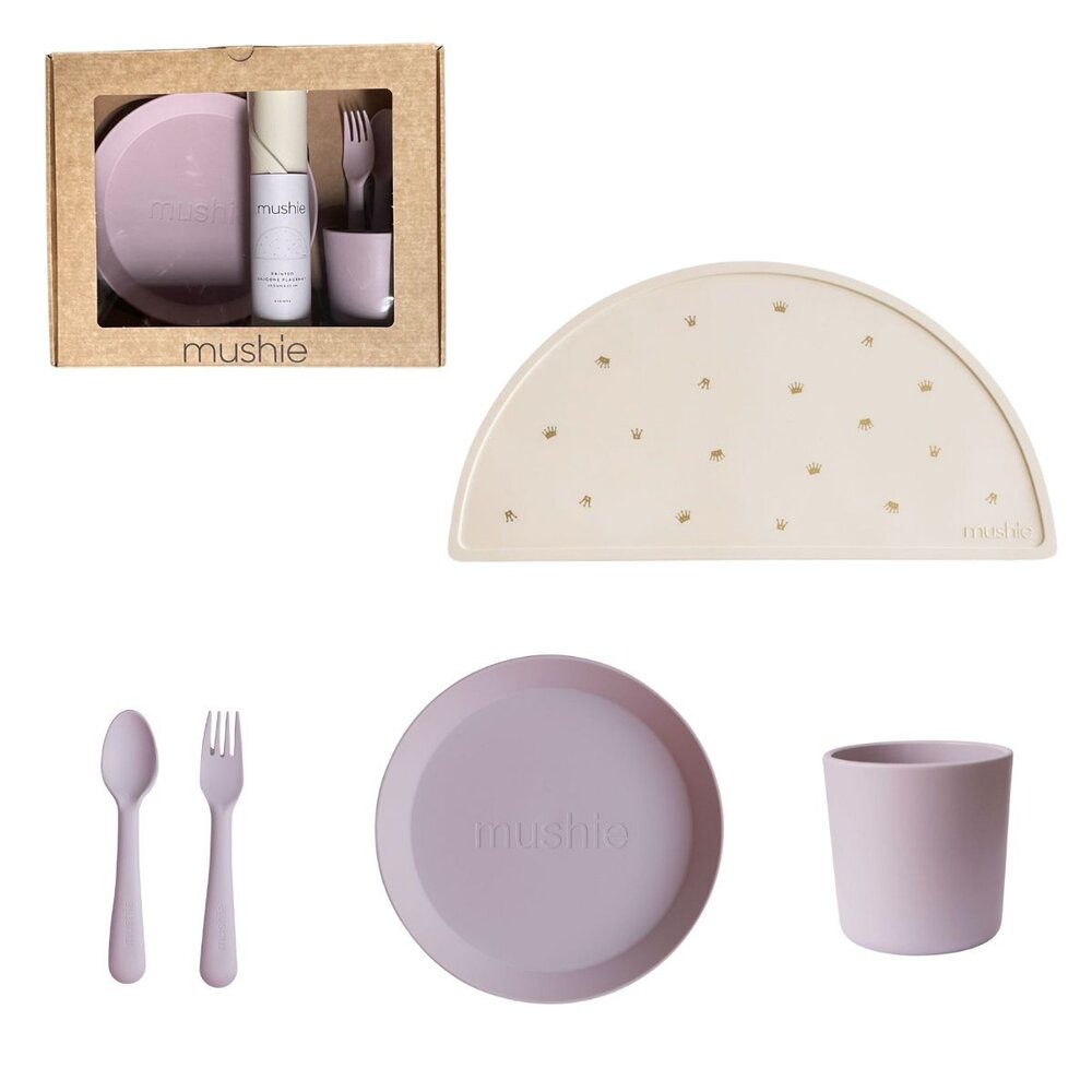 Geschenkdoos - Eetsetje met rond bord Soft Lilac