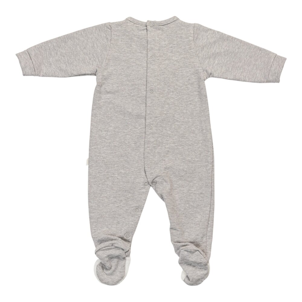 Babypakje Estelle zonder kraagje teddy hart grijs Babypakje Estelle zonder kraagje teddy hart grijs