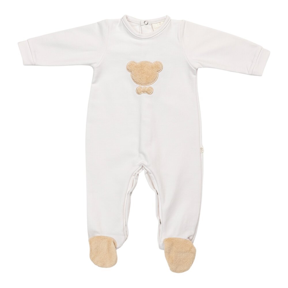 Babypakje Noa zonder kraagje teddy beer wit Babypakje Noa zonder kraagje teddy beer wit